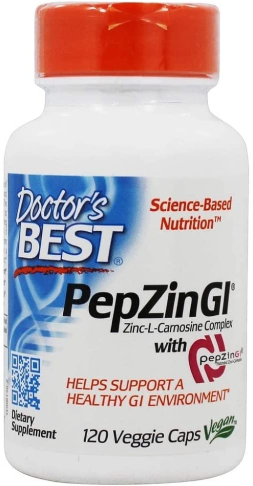 Doctor's Best PepZin GI, Zinc-L-Carnosine Complex, Non-GMO, Vegan, Gluten /Soy Free, Digestive Support, 120 Veggie Caps